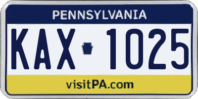 PA license plate KAX1025
