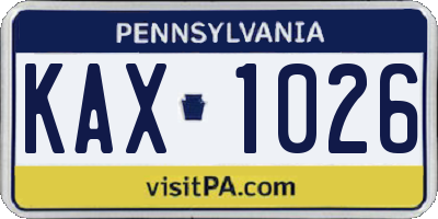 PA license plate KAX1026