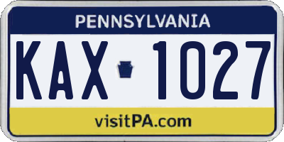 PA license plate KAX1027