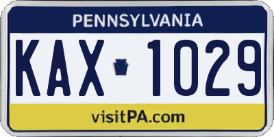 PA license plate KAX1029