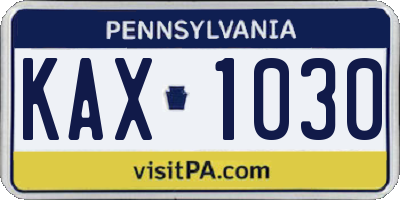 PA license plate KAX1030