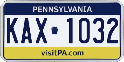 PA license plate KAX1032