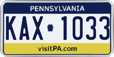 PA license plate KAX1033