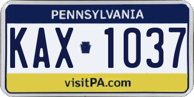 PA license plate KAX1037