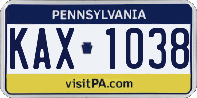 PA license plate KAX1038