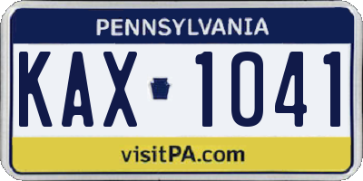 PA license plate KAX1041