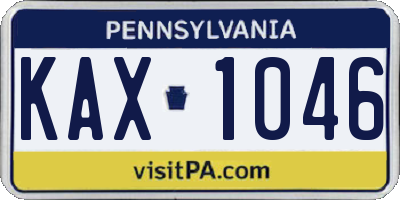 PA license plate KAX1046