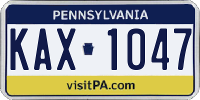 PA license plate KAX1047