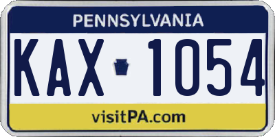 PA license plate KAX1054