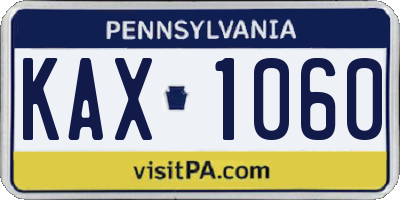 PA license plate KAX1060