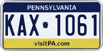 PA license plate KAX1061