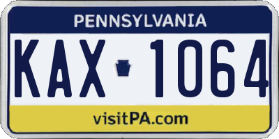 PA license plate KAX1064