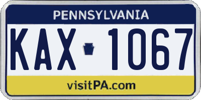 PA license plate KAX1067