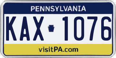 PA license plate KAX1076