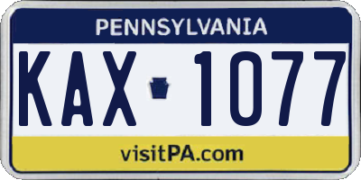 PA license plate KAX1077