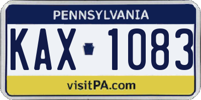PA license plate KAX1083