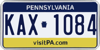PA license plate KAX1084