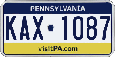 PA license plate KAX1087