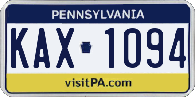 PA license plate KAX1094
