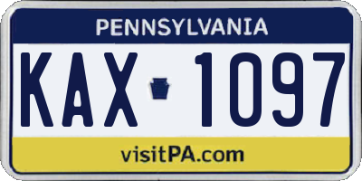 PA license plate KAX1097