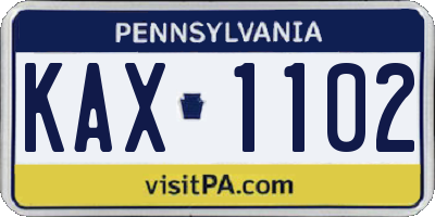 PA license plate KAX1102