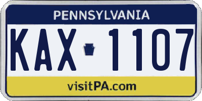 PA license plate KAX1107