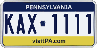 PA license plate KAX1111