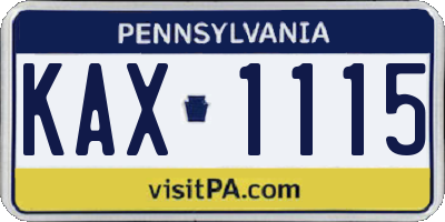 PA license plate KAX1115