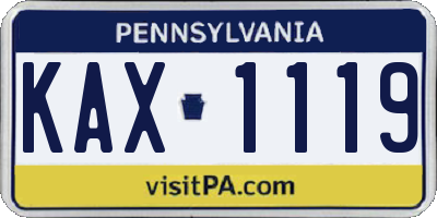 PA license plate KAX1119