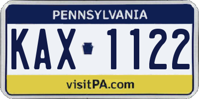 PA license plate KAX1122