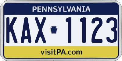 PA license plate KAX1123