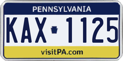 PA license plate KAX1125