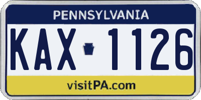 PA license plate KAX1126