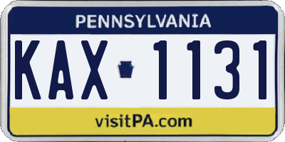 PA license plate KAX1131
