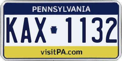 PA license plate KAX1132