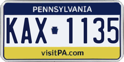 PA license plate KAX1135