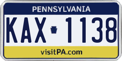 PA license plate KAX1138