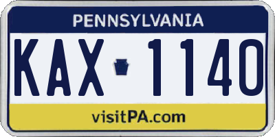PA license plate KAX1140