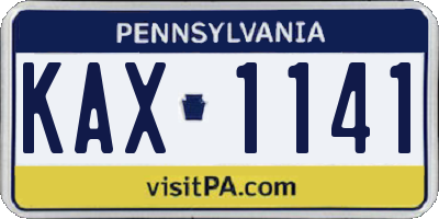 PA license plate KAX1141
