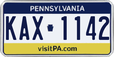 PA license plate KAX1142