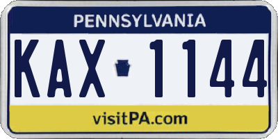 PA license plate KAX1144