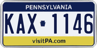 PA license plate KAX1146