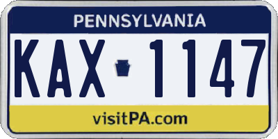 PA license plate KAX1147