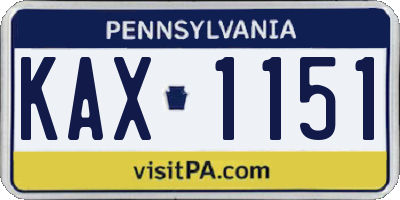 PA license plate KAX1151