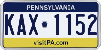 PA license plate KAX1152