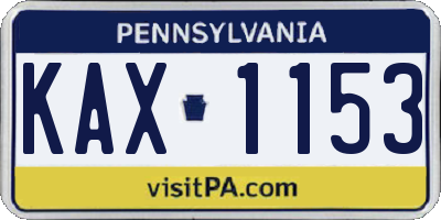 PA license plate KAX1153