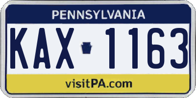 PA license plate KAX1163