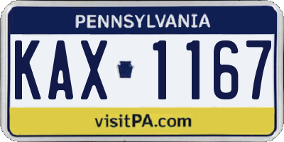 PA license plate KAX1167
