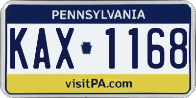 PA license plate KAX1168