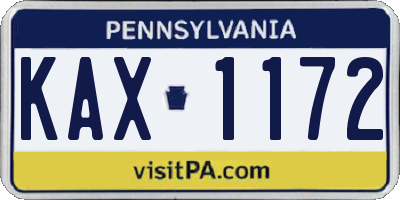PA license plate KAX1172